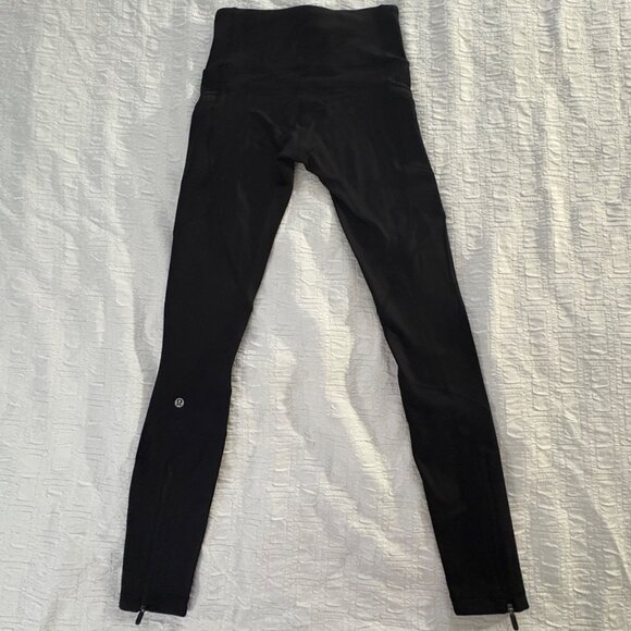 Lululemon Keep The Fleece Tight Leggings 28" Black Tech Fleece Water Resistant 2 - Picture 5 of 11